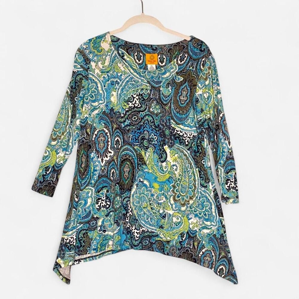Ruby Rd. Turquoise Asymmetrical Tunic Top S - Picture 2 of 5